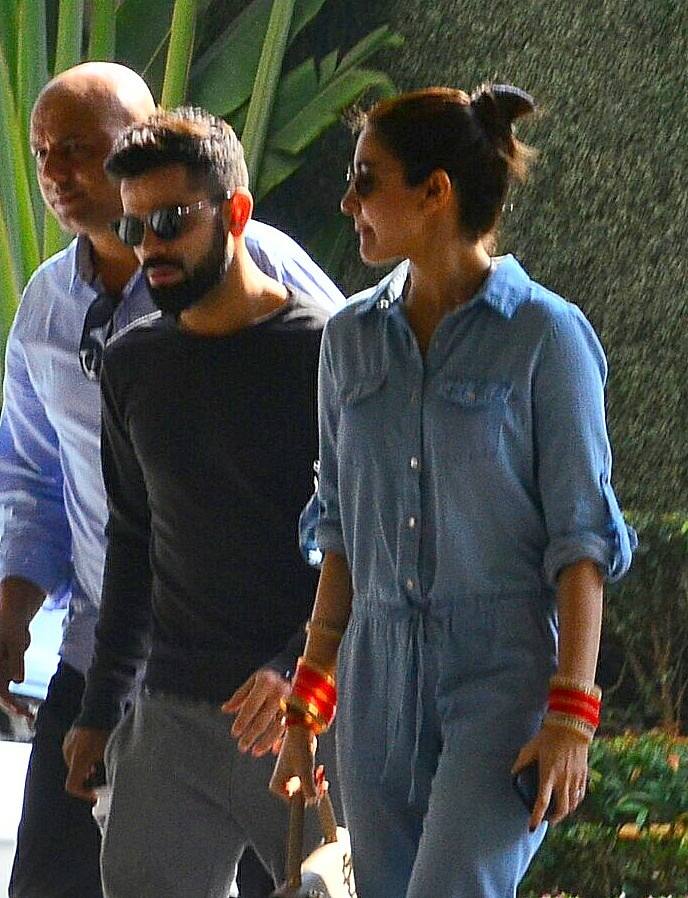 ‘Virushka’ were dressed casually just before their grand reception party. 