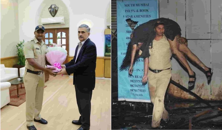 Kamala Mills hero cop facilitated by Mumbai police for his bravery Kamala Mills hero cop awarded by Mumbai Police for his bravery