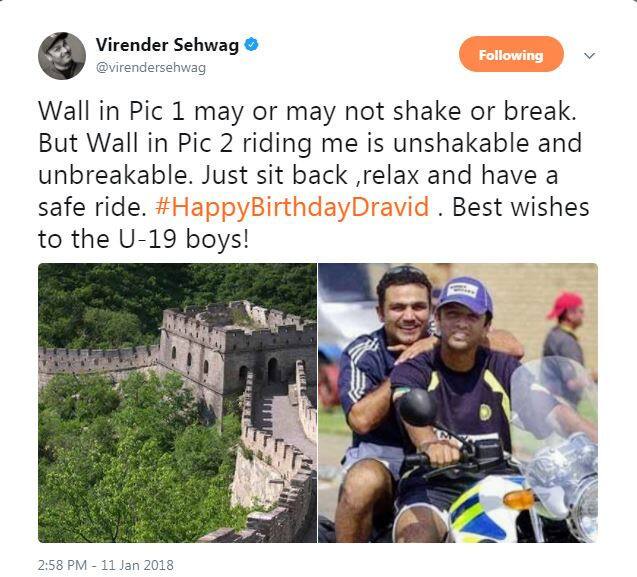 वहीं सहवाग ने उन्हें चीन की दीवार से भी मजबूत बताया.