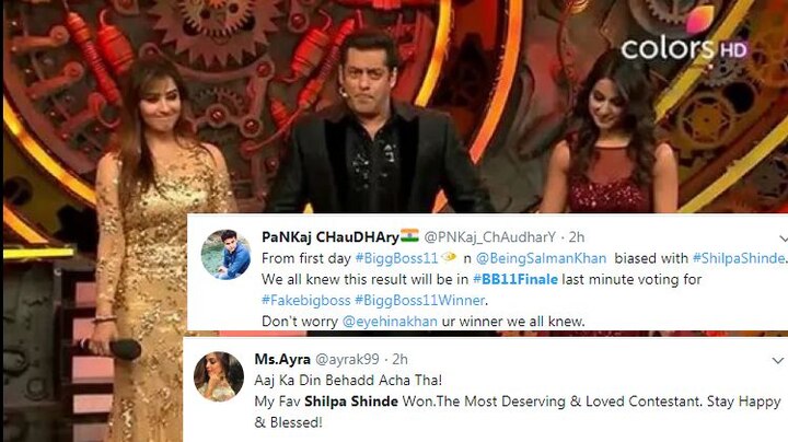 Mixed responses on Twitter after Shilpa Shinde declared Bigg Boss 11 winner Mixed responses on Twitter after Shilpa Shinde declared Bigg Boss 11 winner