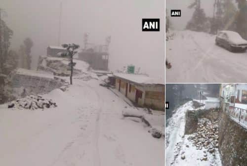 Uttarakhand: Tehri Garhwal's Dhanaulti received fresh snowfall (Image: ANI)