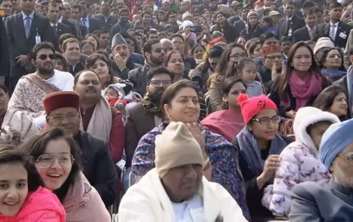 Congress President Rahul Gandhi attends Republic Day Parade Rahul Gandhi attends Republic Day Parade, seen sitting in middle rows