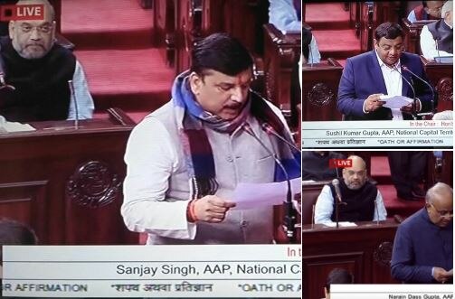AAP enters RS as 3 of its MPs take oath AAP enters RS as 3 of its MPs take oath