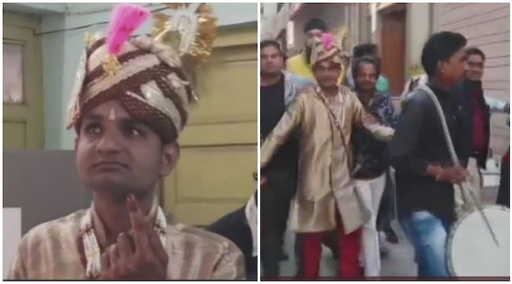 Voting before wedding: Groom casts vote in Ajmer bypolls before tying knot Voting before wedding: Groom casts vote in Ajmer bypolls before tying knot