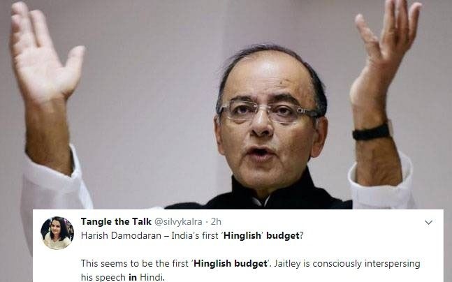 Finance Minister goes bilingual for the first time, presents Budget 2018 in ‘Hinglish’ Finance Minister goes bilingual for the first time, presents Budget 2018 in 'Hinglish'