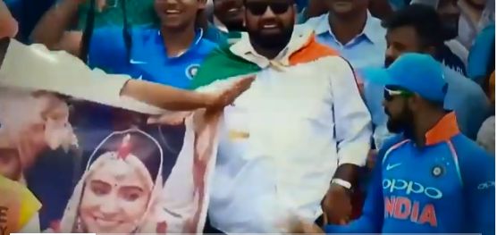 Fan brings Virushka's wedding poster in Ind V/S SA ODI and Virat's reaction is really pleasing