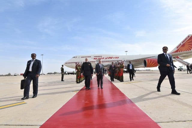 PM Modi landed in Amman. (Image: Twitter)