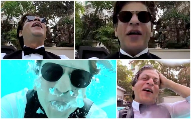 Shah Rukh Khan jumps into a pool wearing a tuxedo to thank his fans ! Shah Rukh Khan thanks his fans in the most unique way !