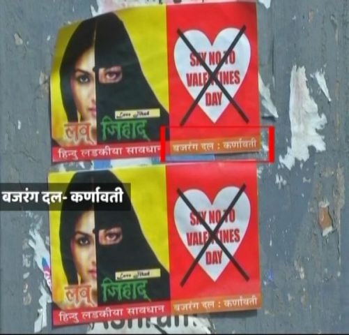 Banjrang Dal begins anti-Valentine Day protests; places posters Banjrang Dal begins anti-Valentine Day protests; places posters