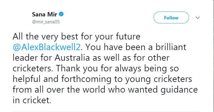 पाकिस्तान की पूर्व कप्तान सना मीर ने उन्हें क्रिकेट का एक बेहतरीन लीडर बताया