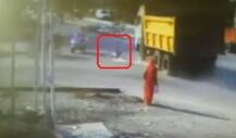 Watch: In Gujarat, man gets hit by dumper truck! What happens next will shock you