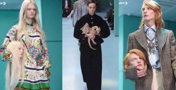 Gucci models carried their severed heads and dragons on runway at Milan’s Fashion Week Gucci models carry their severed heads and dragons on 'operating room' runway
