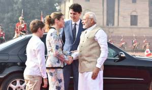 Amid controversy Modi hugs & greets Canadian PM Justin Trudeau