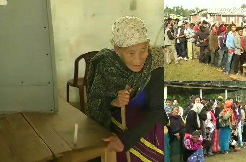 NagalandElection2018: Voting underway at a polling station in Peren district’s Jalukie Nagaland election 2018: Voting underway for 60-member assembly