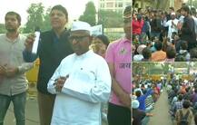 Delhi: Anna Hazare meets SSC aspirants who are protesting against alleged paper leak