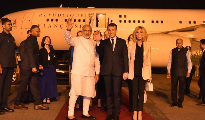 Macron was accompanied by his wife Brigitte Marie-Claude Macron, besides senior ministers from his Cabinet.