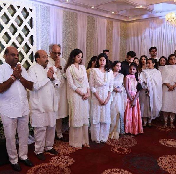 The event saw the presence of several actors along with Boney Kapoor and daughters Janhvi and Khushi. The family had flew down from Mumbai for the event. (Image: janhavikapoorforever/ Instagram)