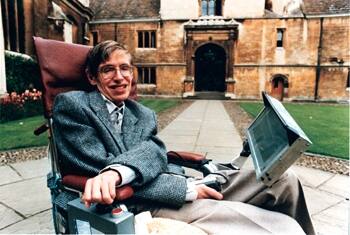 In 1963, Hawking contracted motor neurone disease and was given two years to live. Yet he went on to Cambridge to become a brilliant researcher and Professorial Fellow at Gonville and Caius College. Image: hawking.org