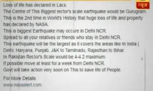 Viral Sach: Has NASA predicted a massive earthquake in Delhi?