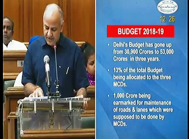 Salient features of Delhi Budget 2018-19 Delhi Budget goes up from Rs 30,900 crores to Rs 53,000 crores in 3 years