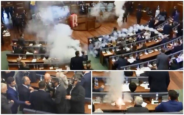 Kosovo: Opposition MPs release tear gas in Parliament to disrupt a vote Kosovo: Opposition MPs release tear gas in Parliament to disrupt a vote