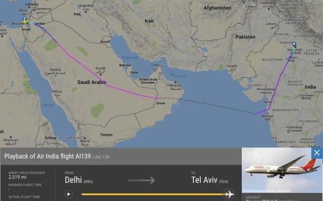 Air India makes history, lands in Israel using Saudi airspace Air India makes history, lands in Israel using Saudi airspace