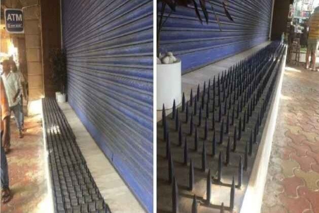 Mumbai: HDFC bank puts 'anti-homeless' metal spikes; attract criticism Mumbai: HDFC bank puts 'anti-homeless' metal spikes; attracts criticism