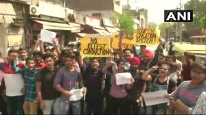 CBSE paper leak: Students stage protest; high security outside Javadekar residence