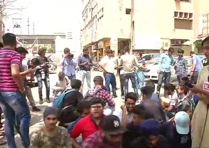 Students stage protest against paper leak outside CBSE office in Delhi. / ANI image
