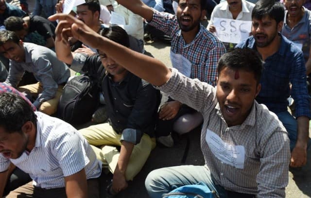 They claim that the SSC paper was leaked on the internet. (AFP PHOTO / MONEY SHARMA)