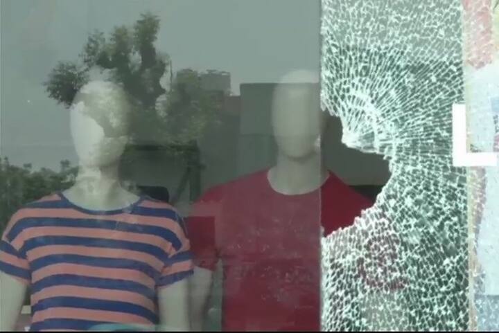 Showroom vandalised by protesters in Jiapur on Monday