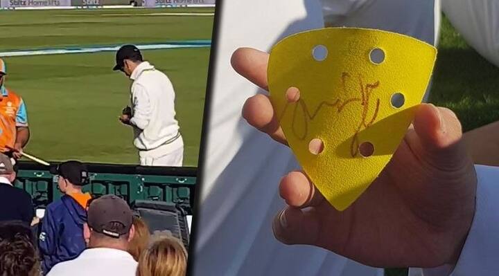Ross Taylor during the second Test against England was spotted giving an autograph to a fan on a piece of sand paper. 