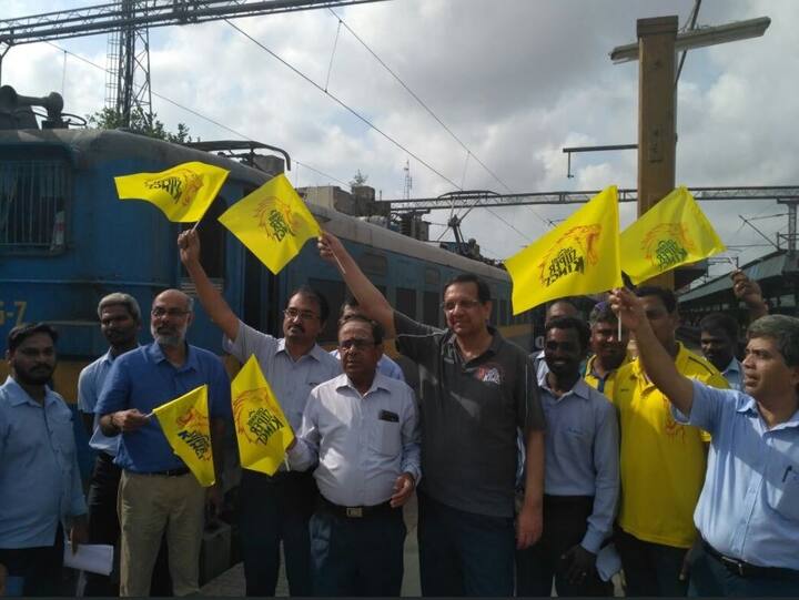 The train was flagged off the from Chennai on Thursday morning with About 1,000 CSK fans thronging into its coaches.