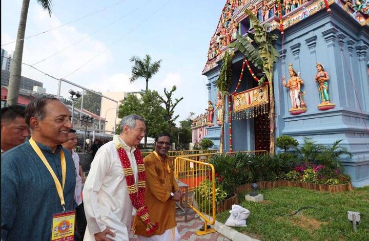 Singapore: PM Lee leads 40,000 Hindu devotees for Temple re-consecration ceremony Singapore: PM Lee leads 40,000 Hindu devotees for temple re-consecration ceremony