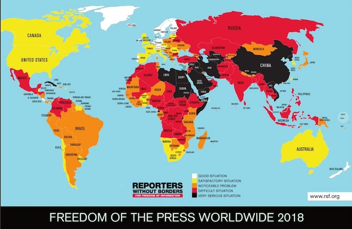 India slips down to 138th position in terms of press freedom; Nepal, Bhutan and Sri Lanka better off India slips down to 138th position in terms of press freedom; Nepal, Bhutan and Sri Lanka better off