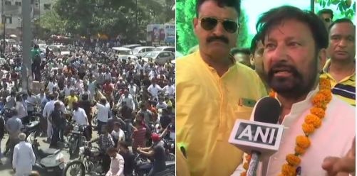 Kathua (J&K): BJP MLA Choudhary Lal Singh leads a protest march demanding CBI inquiry in Kathua case J&K: BJP MLA Choudhary Lal Singh leads a protest march demanding CBI inquiry in Kathua case