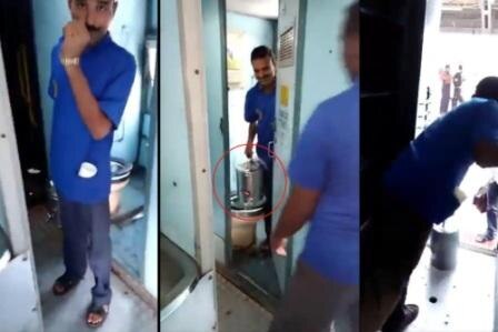 Caught on camera: Railway vendor uses water from toilet to fill tea urn Caught on camera: Railway vendor uses water from toilet to fill tea urn