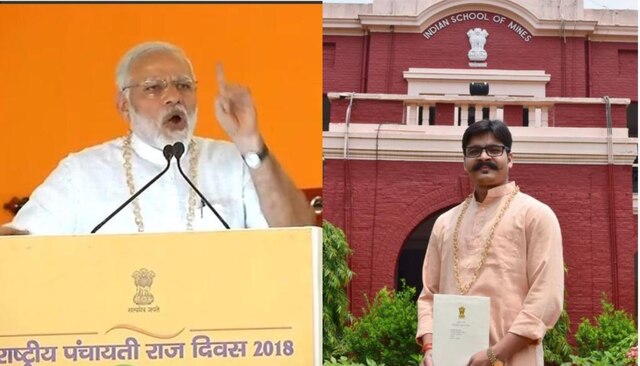 PM Modi gave his gold garland to engineering student after request on Twitter PM Modi gives his gold garland to engineering student after request on Twitter