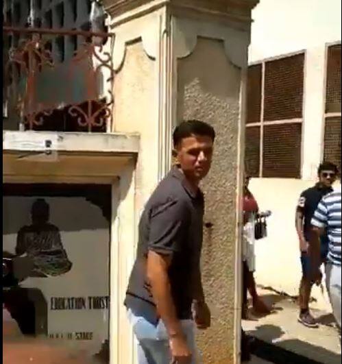 Rahul David was also seen at the polling booth. IMAGE: TWITTER