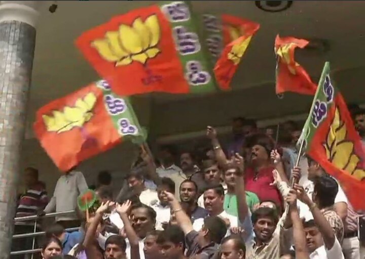 BJP celebrates in Karnataka as it gets absolute majority in election BJP celebrates in Karnataka as it gets absolute majority in election