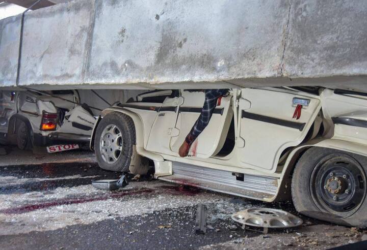 Many vehicles including a city bus, many cars and bikes came under the rubble and were crushed badly. / Image: PTI