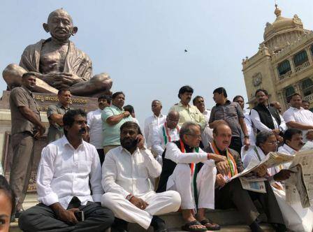 The Congress was holding the protest at Mahatma Gandhi's statue in Vidhan Soudha.