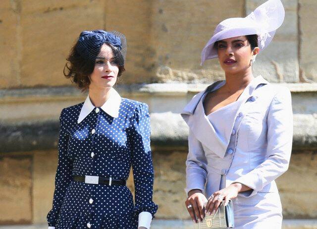 Internationally acclaimed Indian actress Priyanka Chopra, who sported a lilac Vivienne Westwood dress suit and fascinator, was among the high-profile guests which included Oprah Winfrey, George and Amal Clooney, David and Victoria Beckham, Idris Elba, Elton John, Tom Hardy, James Corden, James Blunt, Carey Mulligan. (Photo: AP)