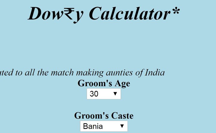 Shocking! This website calculates dowry for grooms of all colours; gets reported by Jyotiraditya Scindia Shocking! This website calculates dowry for grooms of all colours; gets reported by Jyotiraditya Scindia