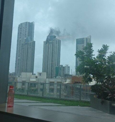 Around 10 fire tenders have been rushed to the spot to douse the flames. Photo: Twitter