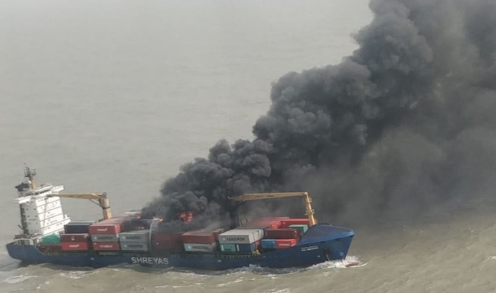 Watch: Massive fire engulfs merchant vessel with 22 members on-board Watch: Massive fire engulfs merchant vessel SSL Kolkata, 11 crew members rescued