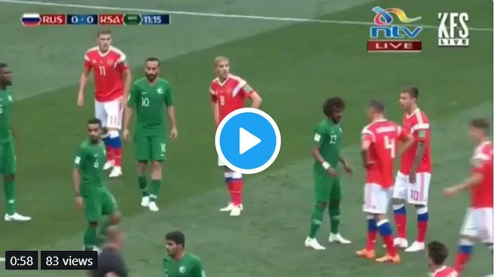 FIFA World Cup 2018 opening match: Russia's Lury Gazinsky scores the first goal against Saudi Arabia WATCH: The first goal of FIFA World Cup 2018