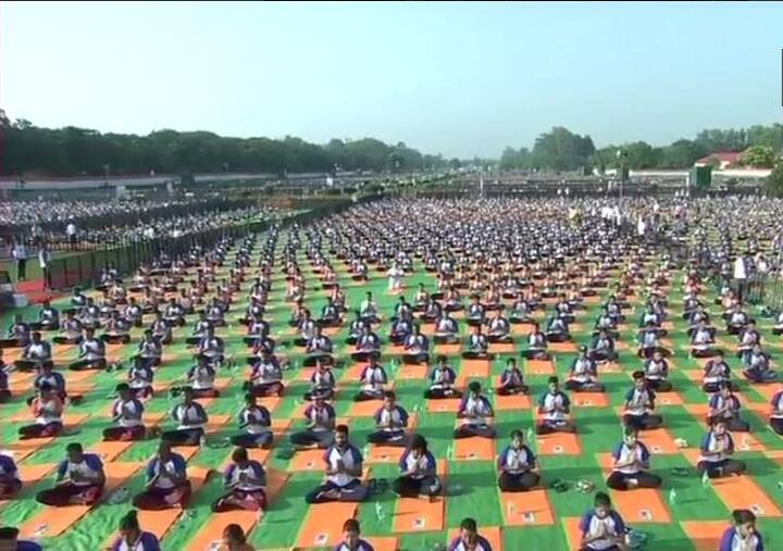 In an estimate 50,000 enthusiasts perform Yoga with the Prime Minister/ Image: ANI