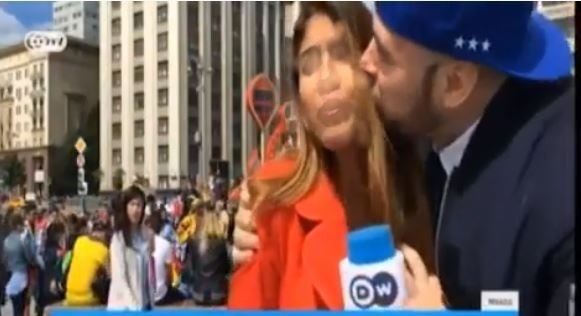 Shocking video: Female reporter assaulted on camera while covering football world cup Shocking video: Female reporter assaulted on camera while covering football world cup match