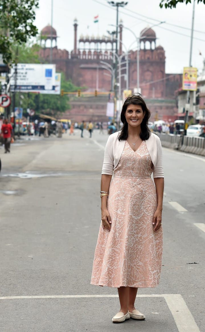 The US envoy to the United Nations Nikki Haley and US Ambassador to India Kenneth Juster on Thursday, June 28, 2018, visited a temple, mosque, gurdwara and church in Delhi. On her first visit to India after becoming the US envoy to UN, Haley visited the Gauri Shankar Mandir, Jama Masjid, Gurudwara Sis Ganj Sahib and Central Baptist Church in morning. (PTI)